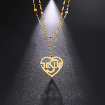 Charming Christian Jesus Heart Stainless Steel Pendant Necklace for Women - Religious Jewellery - The Jewellery Supermarket